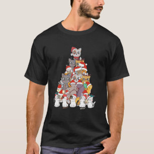 Cat Christmas Tree Xmas  Meowy Catmas Santa T-Shirt