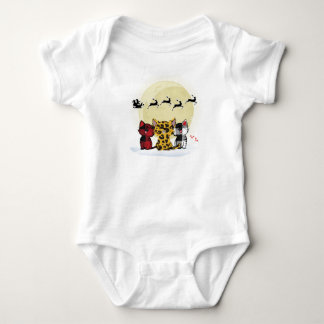 Cat Christmas Watching Santa Baby Bodysuit