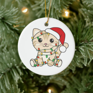 Cat Christmas Winter Animals Cats Ceramic Ornament