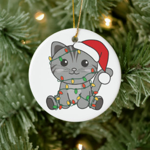 Cat Christmas Winter Animals Cats Ceramic Ornament