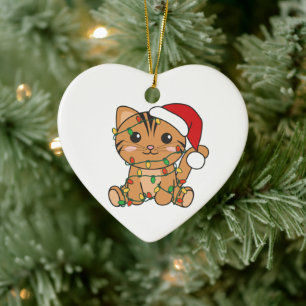Cat Christmas Winter Animals Cats Ceramic Ornament