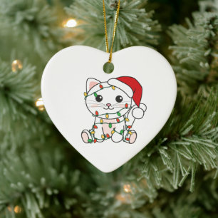 Cat Christmas Winter Animals Cats Ceramic Ornament