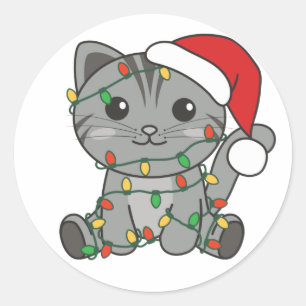 Cat Christmas Winter Animals Cats Classic Round St Sticker