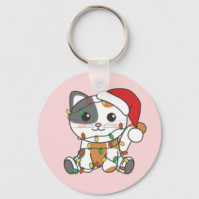 Cat Christmas Winter Animals Cats Keychain (Front)