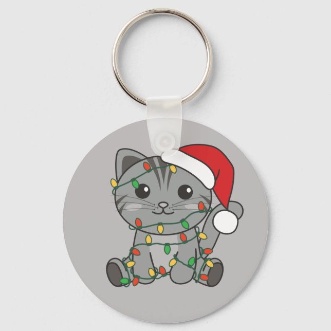 Cat Christmas Winter Animals Cats Keychain (Front)