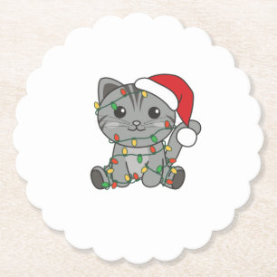 Cat Christmas Winter Animals Cats Paper Coaster