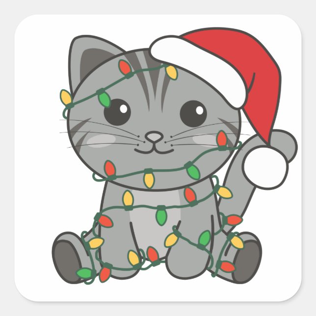 Cat Christmas Winter Animals Cats Square Sticker (Front)