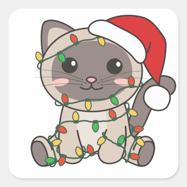 Cat Christmas Winter Animals Cats Square Sticker (Front)