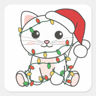 Cat Christmas Winter Animals Cats Square Sticker