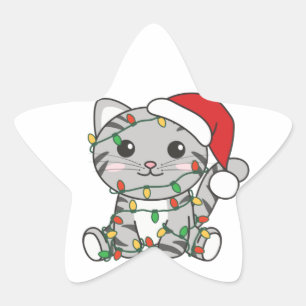 Cat Christmas Winter Animals Cats Star Sticker