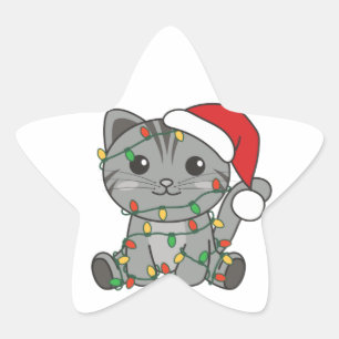 Cat Christmas Winter Animals Cats Star Sticker