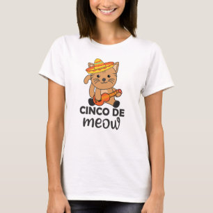 Cat Cinco De Meow Mexican Sombrero Cats T-Shirt