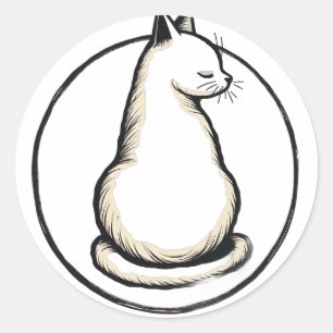 Cat Circle Classic Round Sticker
