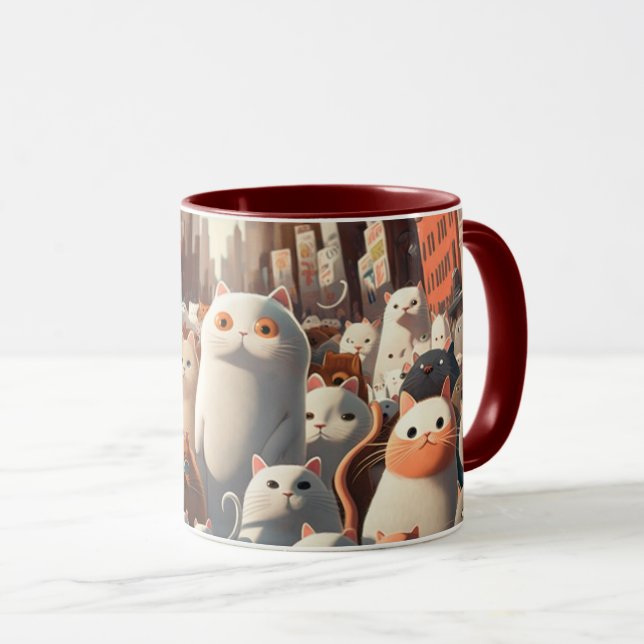 Cat City Cartoon Crowd Mug (Front Right)
