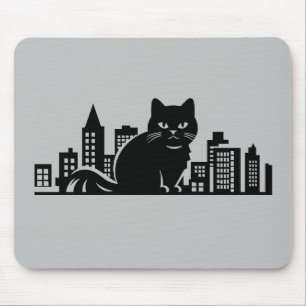 Cat Cityscape Furry Cute Vector Graphic Mouse Pad