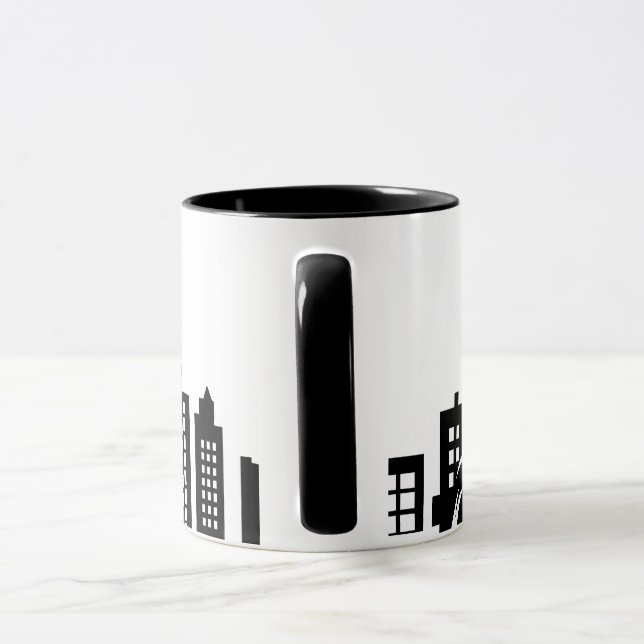Cat Cityscape Furry Cute Vector Graphic Mug (Handle)