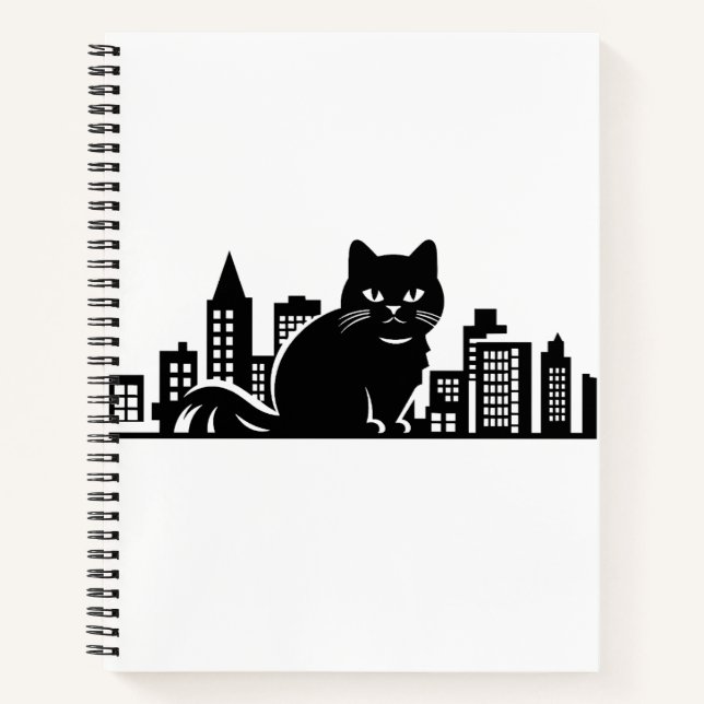 Cat Cityscape Furry Cute Vector Graphic Notebook (Front)