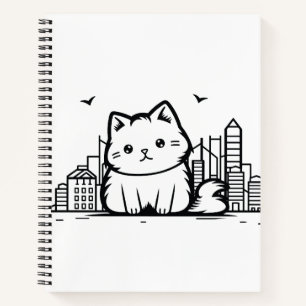 Cat Cityscape Furry Cute Vector Graphic Notebook