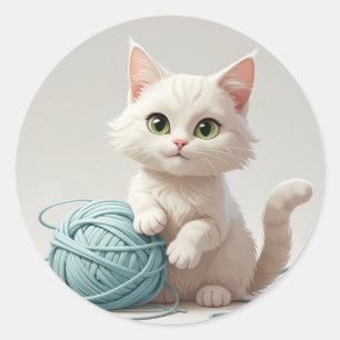 cat classic round sticker