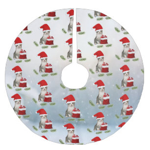 Cat Claus - Tito The Cat Delivers Gifts Brushed Polyester Tree Skirt