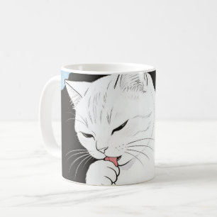 Cat Cleaning Its Paw Coffee Mug