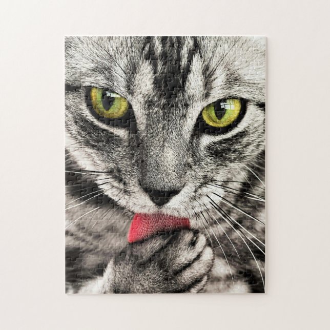 Cat Cleaning Jigsaw Puzzle (Vertical)