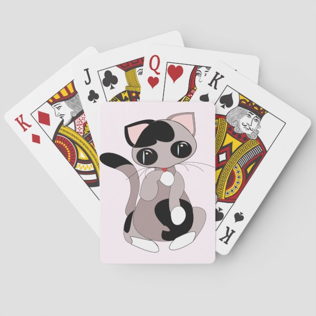 Cat Cleaning Pink Playing Cards - Customisable (Back)