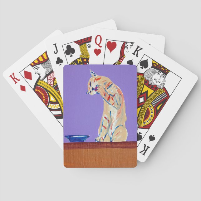 cat cleaning playing cards (Back)