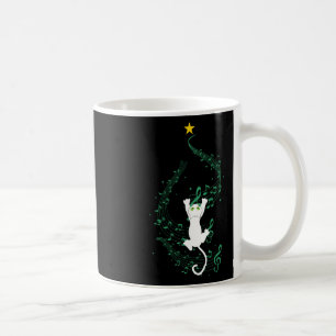 Cat Climbing Music Note Christmas Tree Gift  Coffee Mug