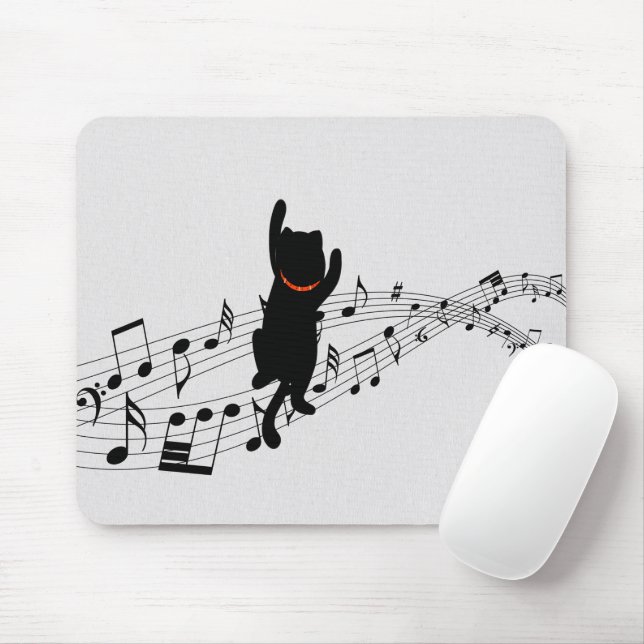 Cat Climbing Music Staff Mouse Pad (With Mouse)