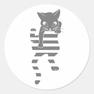 Cat climbing page lines - Choose background colour Classic Round Sticker