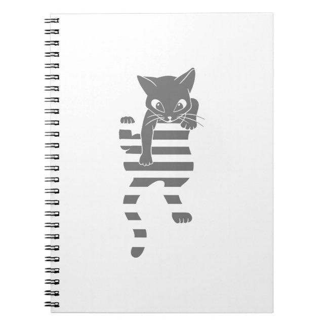 Cat climbing page lines - Choose background colour Notebook (Front)