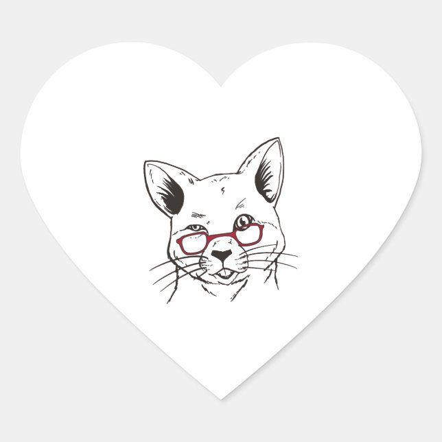 Cat Clipart Heart Sticker (Front)