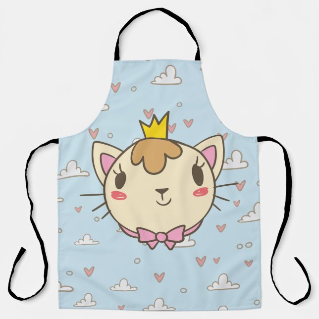 Cat cloud heart texture kitten apron (Front)