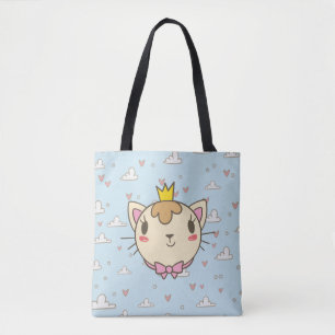Cat cloud heart texture kitten tote bag