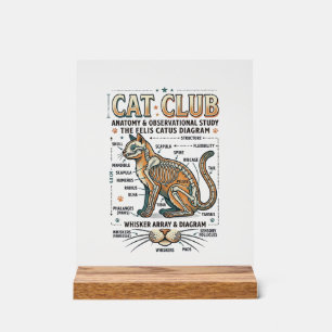 Cat Club Cat Anatomy Scientific Diagram Vintage Ve Acrylic Sign