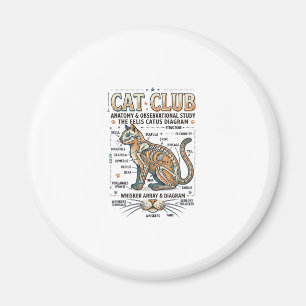 Cat Club Cat Anatomy Scientific Diagram Vintage Ve Magnet