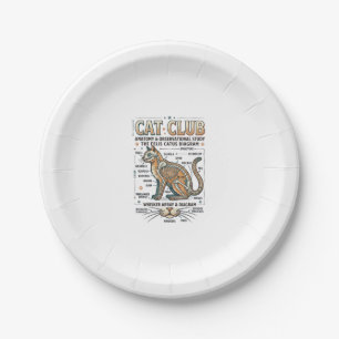 Cat Club Cat Anatomy Scientific Diagram Vintage Ve Paper Plate