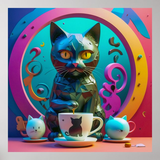 Cat, Coffee, and Colour Poster (Front)