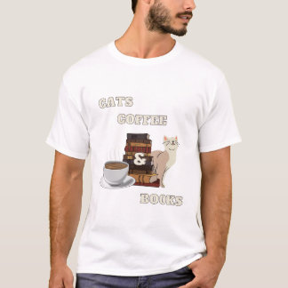 Cat, coffee & books T-Shirt