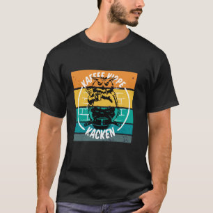Cat coffee cigarette morning routine humour newspa T-Shirt