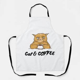Cat & Coffee Funny Cat Coffee Design Gift Idea Apron