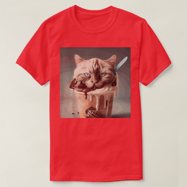 Cat Coffee Ice Cream  T-Shirt (Design Front)