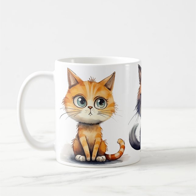 Cat Coffee Mug Design expressive (Left)