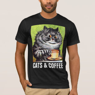 CAT & COFFEE TABBY ART VINTAGE T-SHIRTS TEES