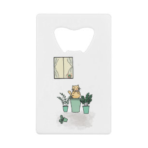 Cat Coffee Window Plants Planters Green
