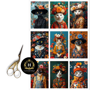 Cat Collage Junk Journal Decoupage Tissue Paper