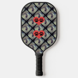 Cat Collage with Paw Prints by Shirley Taylor Pickleball Paddle