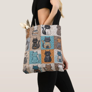 Cat Collection Quilt Pattern Tote Bag