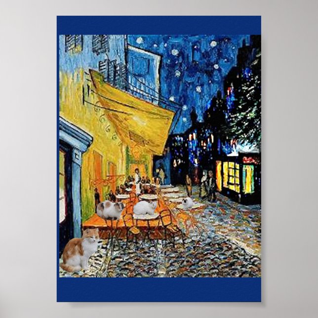 Cat Colony, Night Cafe Parody, Van Gogh Poster (Front)